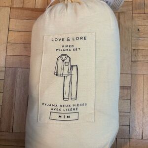 Medium Love & Lore light yellow Piped Pajama Set